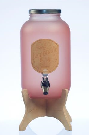 Диспенсер для напитков 4,25 л с краником на подставке (розовый с наклейкой)